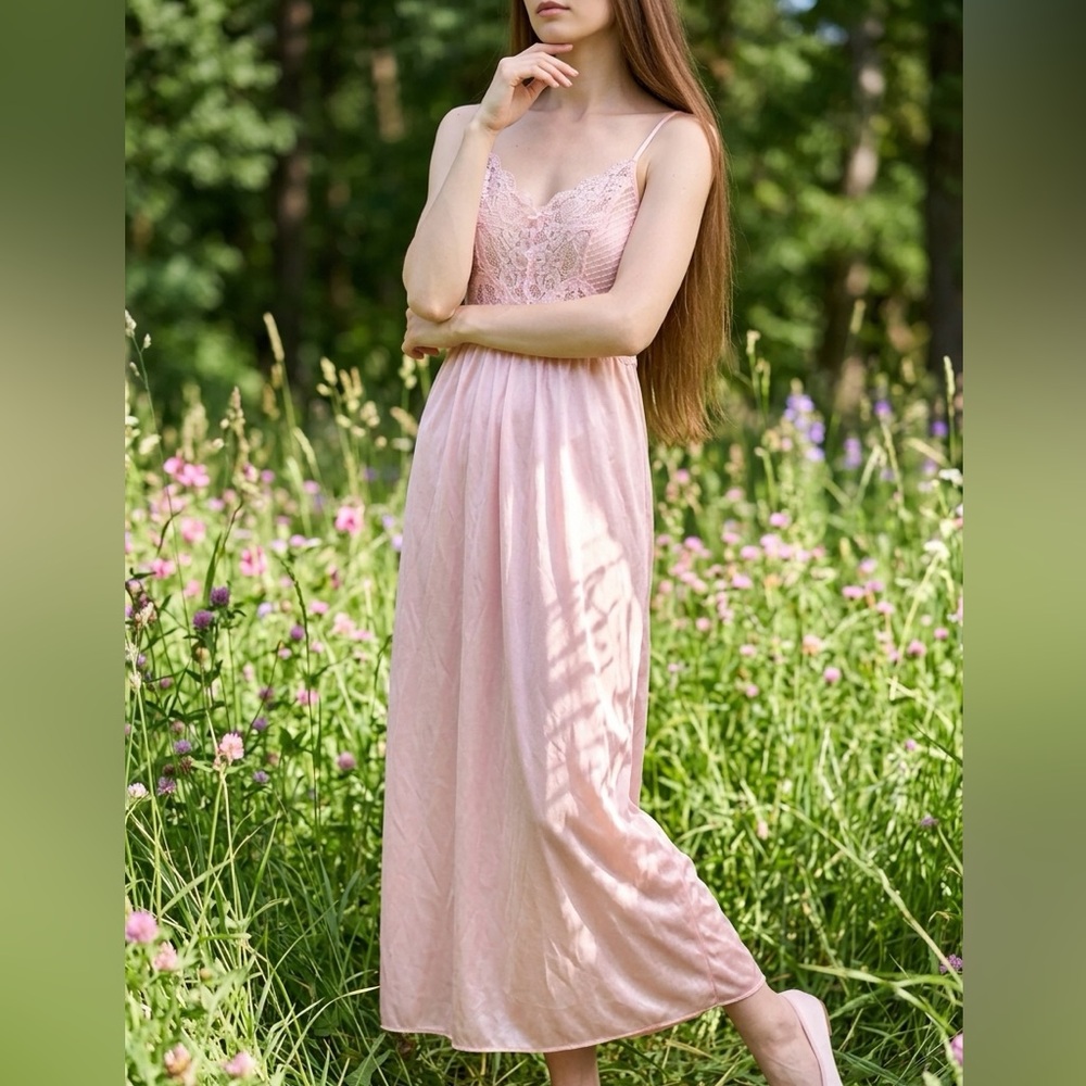 vintage long Victorian romantic whimsical nightgown lace slip by Undercover Wear - Picture 2 of 12
